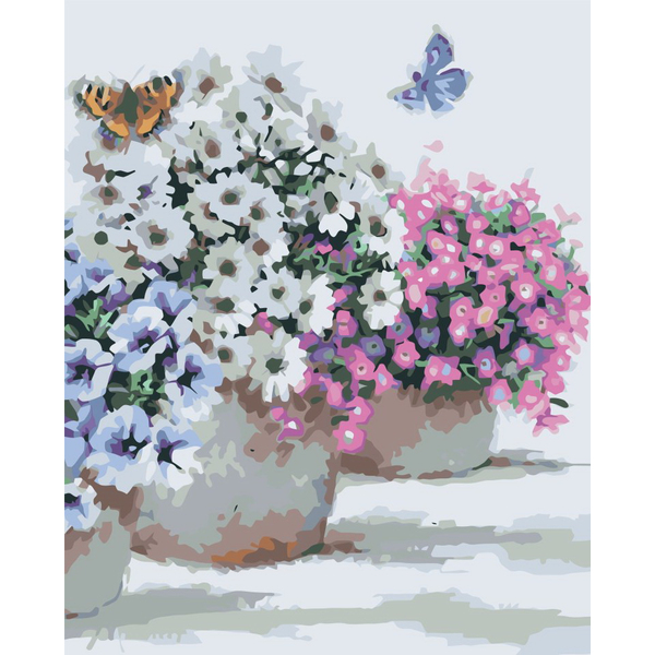 Картина по номерам Квіти - Цветочки в горшочках