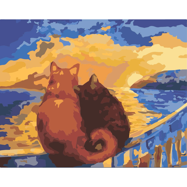 Картина по номерам Тварини, птахи та риби - Коты на закате