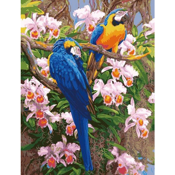 Картина по номерам Тварини, птахи та риби - Яркие попугаи