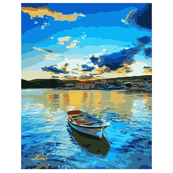 Картина по номерам Кораблі, автомобілі та літаки - Озеро на світанку