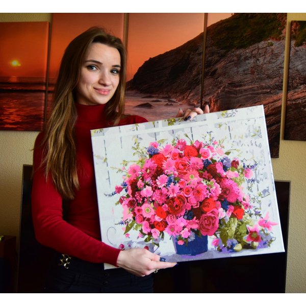 Картина по номерам Квіти - Яскравий букет