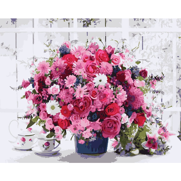 Картина по номерам Квіти - Яскравий букет