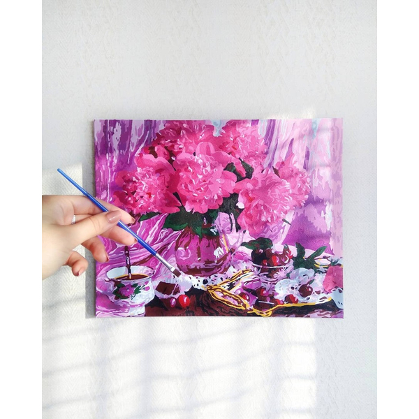 Картина по номерам Квіти - Півонії