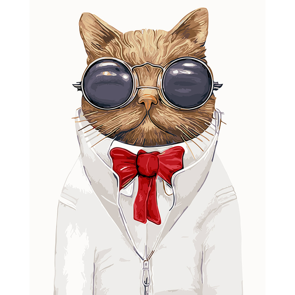 Картина по номерам Для початківців - Кіт в окулярах