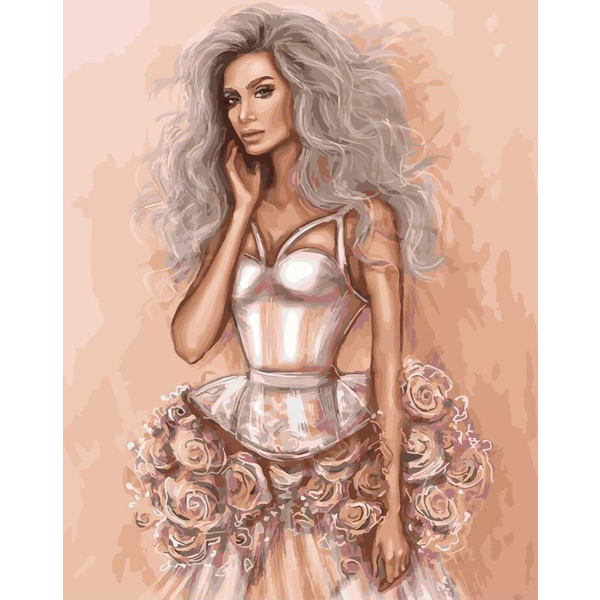 Картина по номерам Люди на картинах - Платье из роз