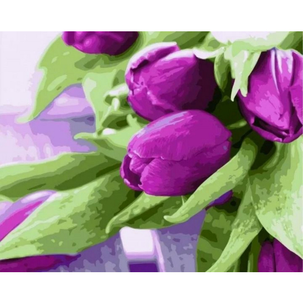 Картина по номерам Квіти - Тюльпани на столі