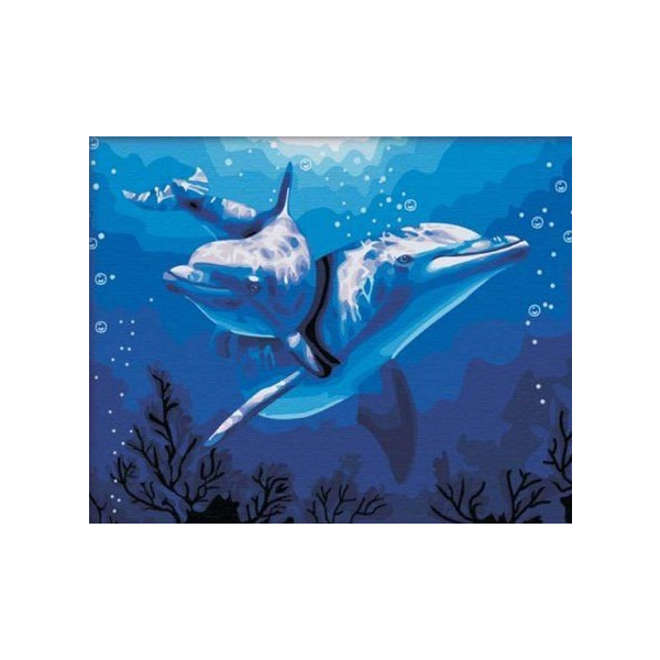Картина по номерам Тварини, птахи та риби - Пара дельфинов