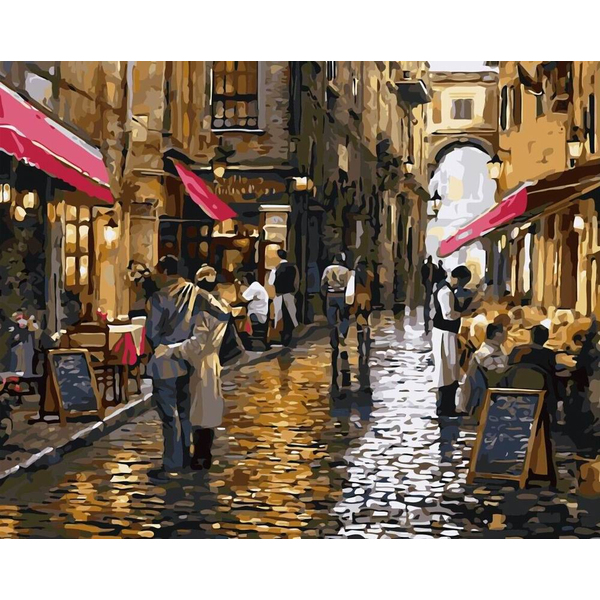 Картина по номерам Города - Біля вуличного кафе