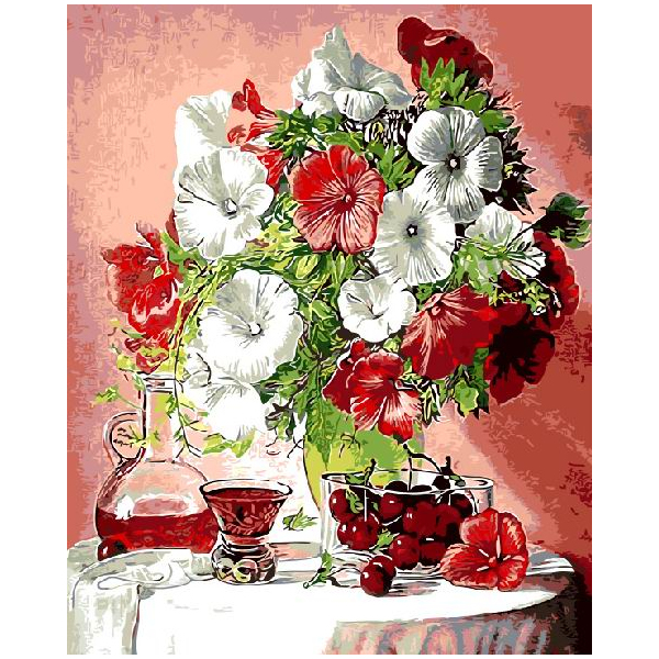 Картина по номерам Квіти - Натюрморт с вишней
