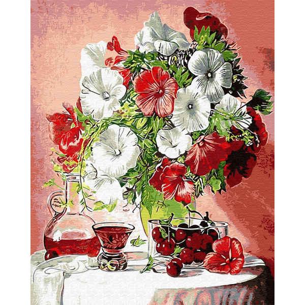Картина по номерам Квіти - Натюрморт с вишней