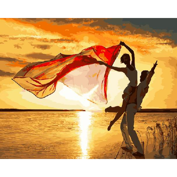 Картина по номерам Люди на картинах - Двоє на заході сонця