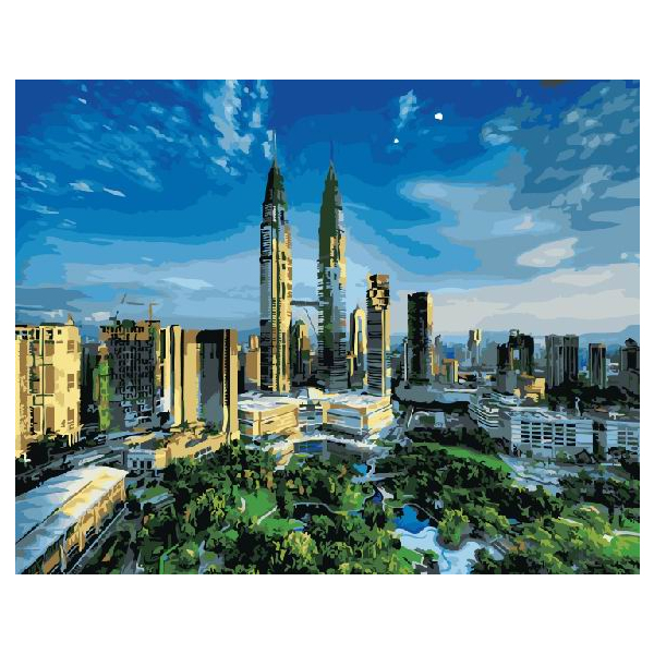Картина по номерам Города - Вежі Петронас