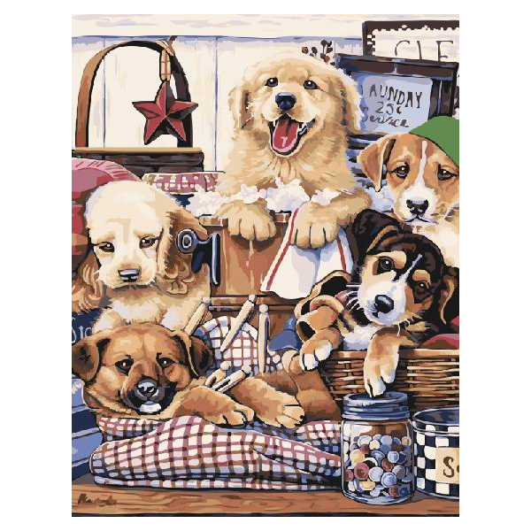 Картина по номерам Тварини, птахи та риби - Щенячий відпочинок