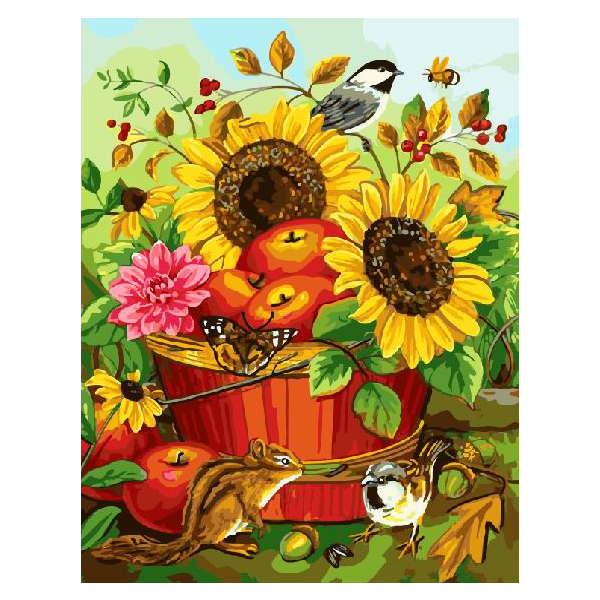 Картина по номерам Квіти - Яблоки и подсолнухи