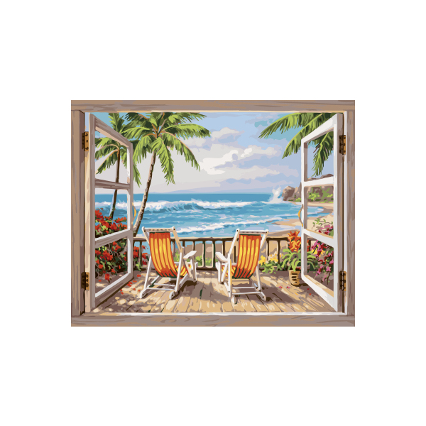 Картина по номерам Природа - Шезлонги на пляже