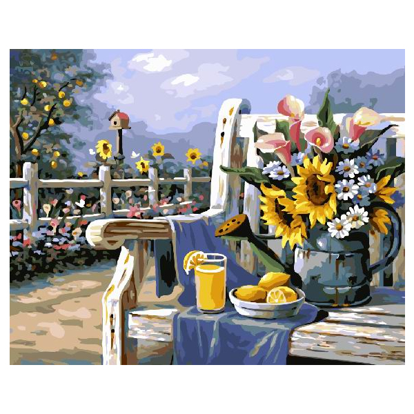 Картина по номерам Квіти - Ранок в саду