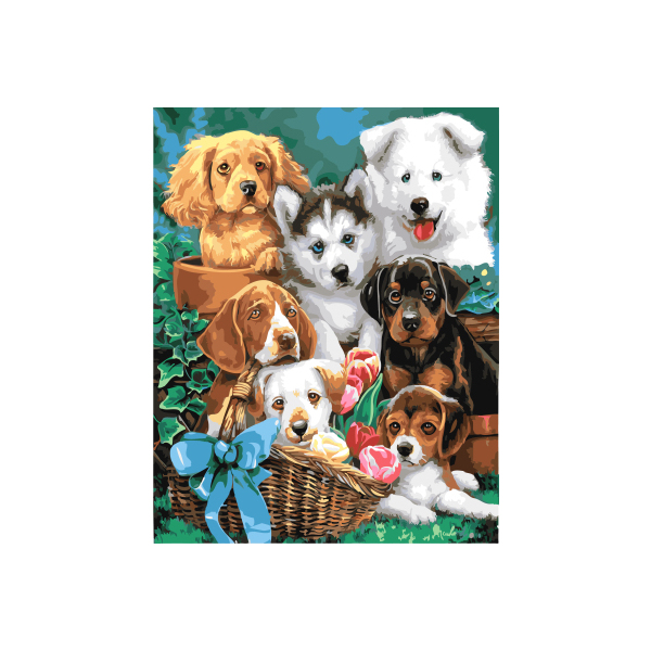 Картина по номерам Тварини, птахи та риби - Щенячий колаж