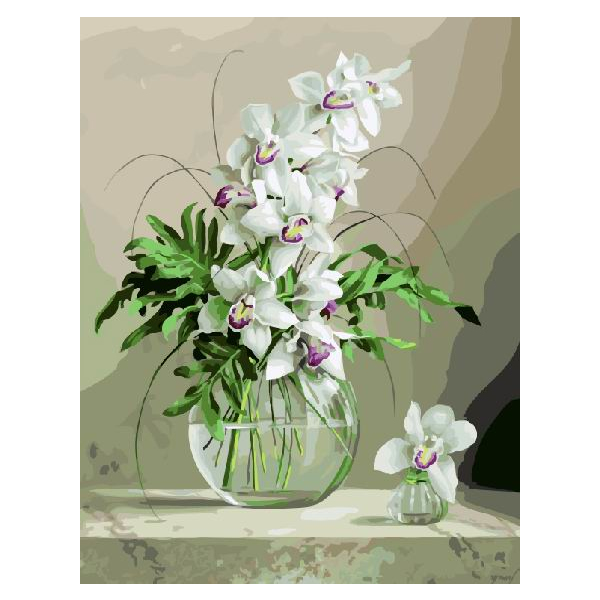 Картина по номерам Квіти - Орхідеї у вазі