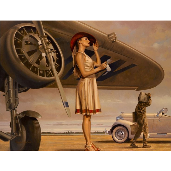 Картина по номерам Люди на картинах - Дівчина біля літака