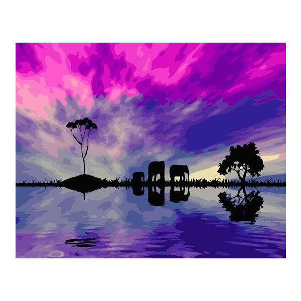 Картина по номерам Тварини, птахи та риби - Сім'я слонів