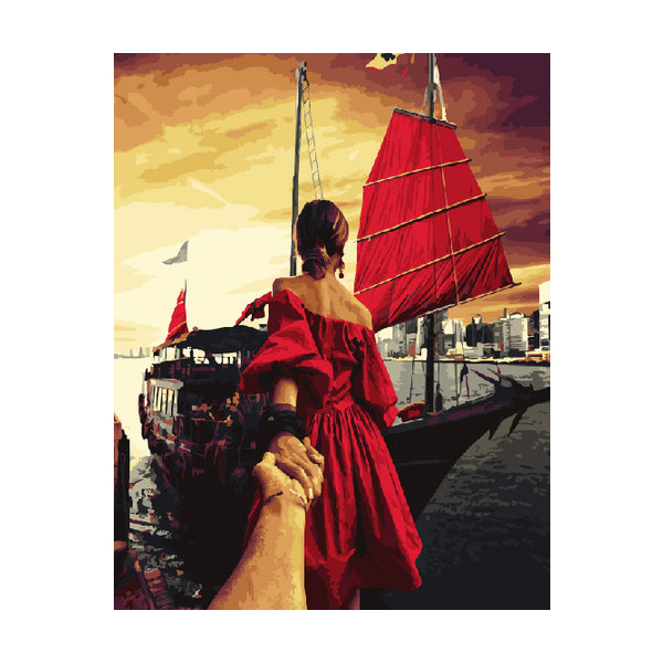 Картина по номерам Люди на картинах - Следуй за мной.Алые паруса