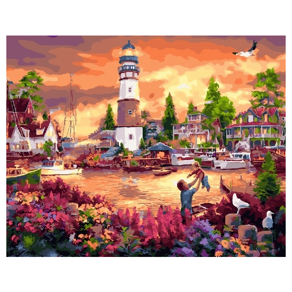 Картина по номерам Кораблі, автомобілі та літаки - Портове місто