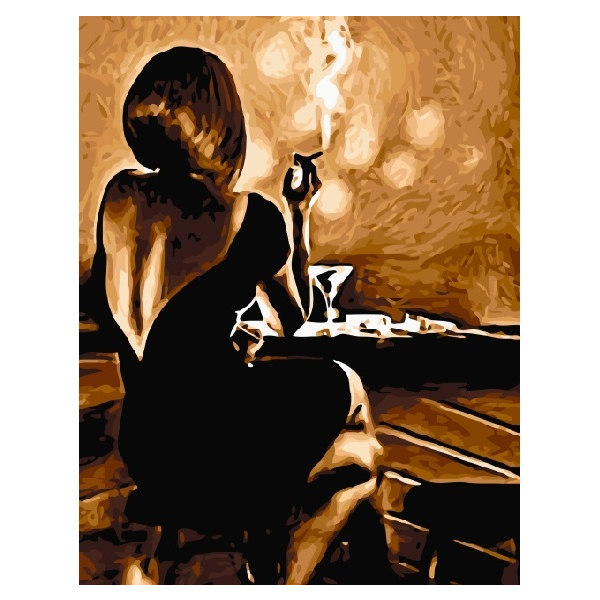 Картина по номерам Люди на картинах - Дівчина в барі