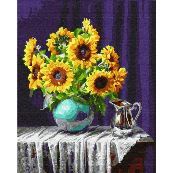 Картина по номерам Квіти - Соняшники у вазі