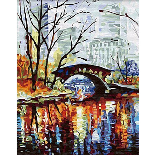 Картина по номерам Города - Міст над річкою