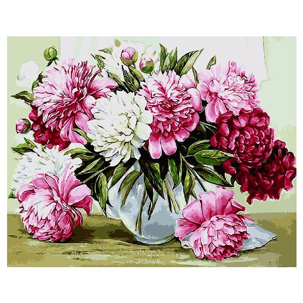 Картина по номерам Квіти - Пионы в вазе