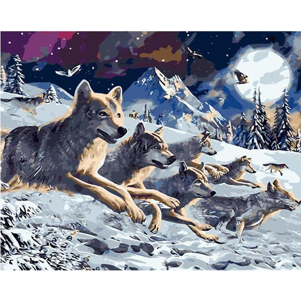 Картина по номерам Тварини, птахи та риби - Волчья стая
