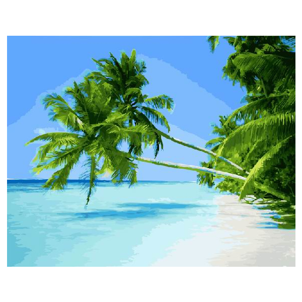 Картина по номерам Природа - Пальмы на берегу океана
