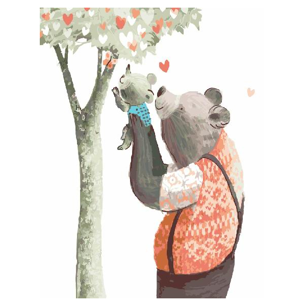 Картина по номерам Тварини, птахи та риби - Медведь и медвежонок