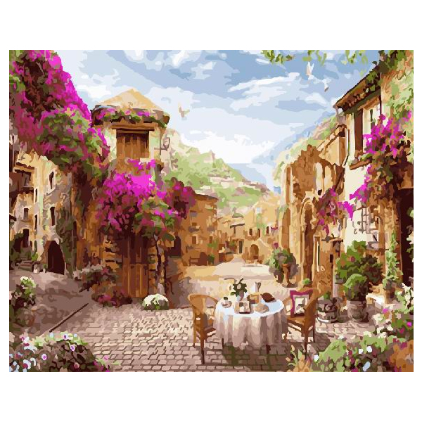 Картина по номерам Города - Квіткове кафе