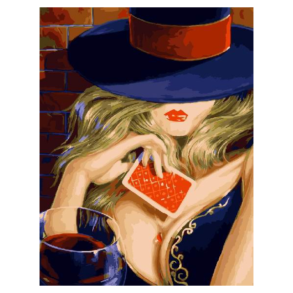 Картина по номерам Люди на картинах - Дівчина з гральною картою