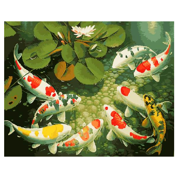Картина по номерам Тварини, птахи та риби - Рыбки в пруду