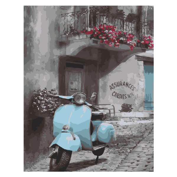 Картина по номерам Города - Вінтажний мопед