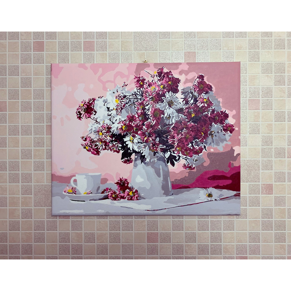 Картина по номерам Квіти - Натюрморт в рожевих тонах