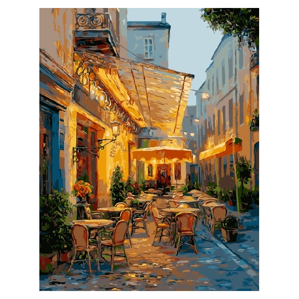 Картина по номерам Преміум картини - Кафе в лучах заходящего солнца