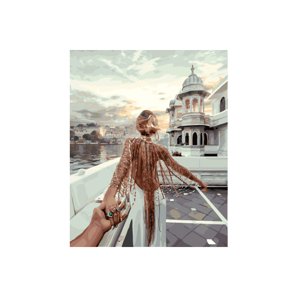 Картина по номерам Преміум картини - Следуй за мной.Озеро Удайпур