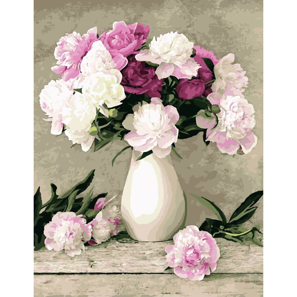 Картина по номерам Преміум картини - Ніжні півонії