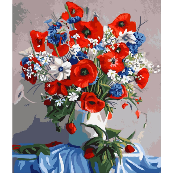 Картина по номерам Преміум картини - Маки у вазі
