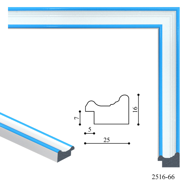 Багетні рами - Багетна рамка 2516-66 (біла + синя)