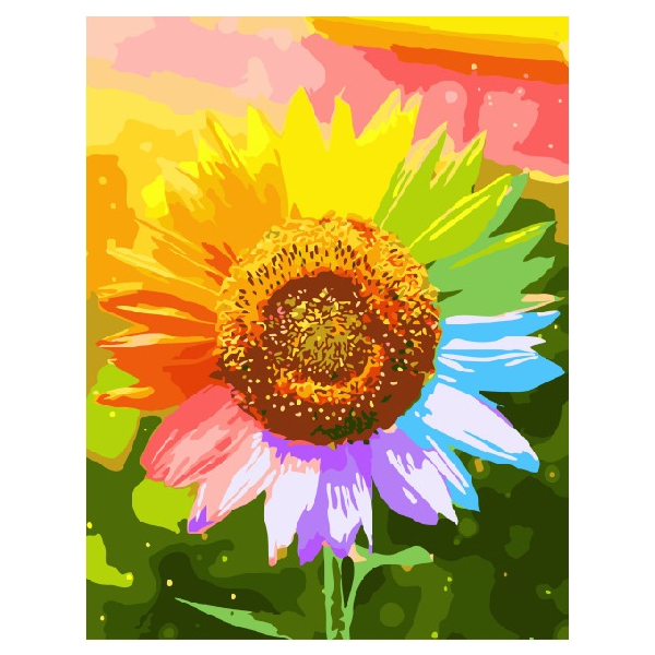 Картина по номерам Квіти - Райдужний соняшник