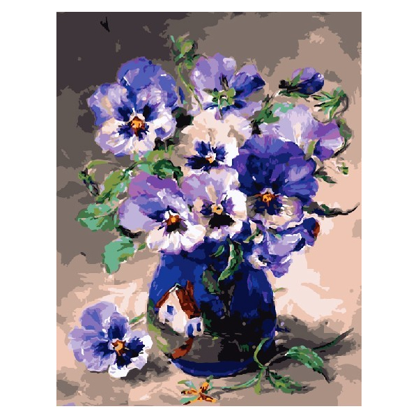 Картина по номерам Квіти - Анютины глазки