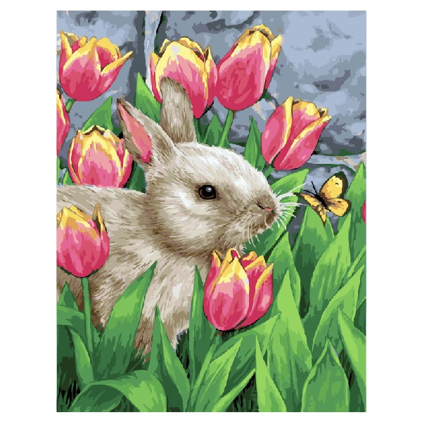 Картина по номерам Тварини, птахи та риби - Заєць в тюльпанах