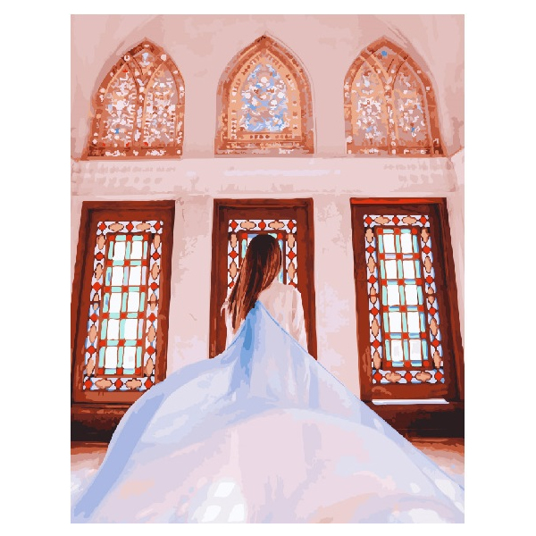 Картина по номерам Авторські колекції - Дівчина у вітражах