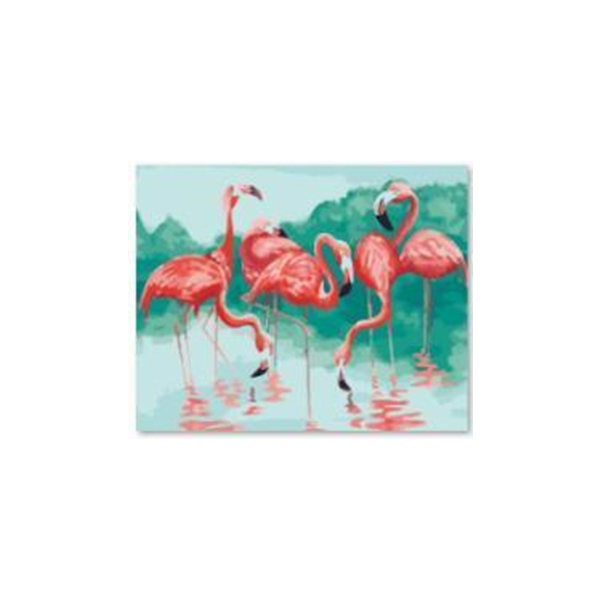 Картина по номерам Тварини, птахи та риби - Фламинго у пруда