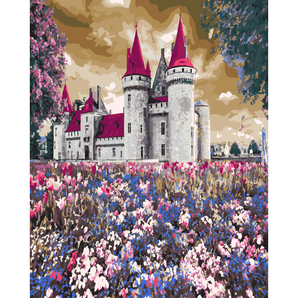 Картина по номерам Пейзажі - Замок в польових квітах