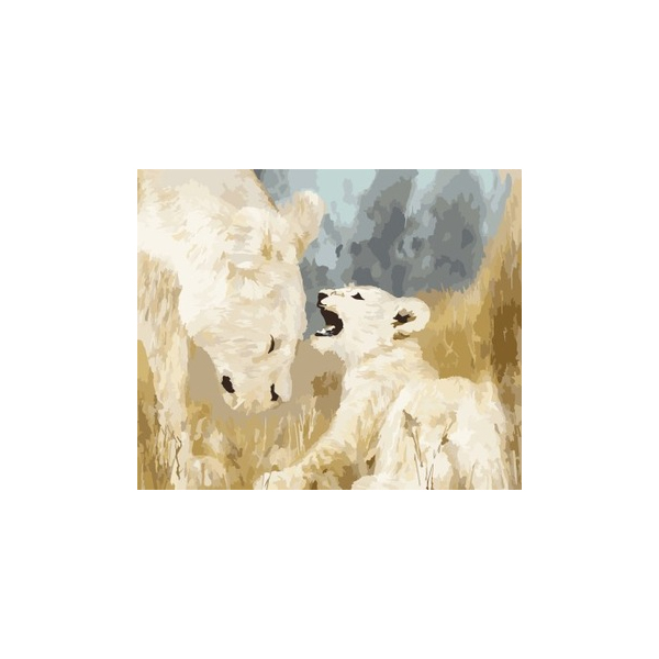 Картина по номерам Тварини, птахи та риби - Белые львы